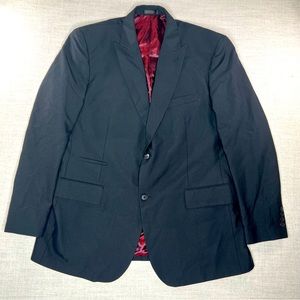 Mens Steve Harvey 44L Suit Jacket Vest Blazer Sport Coat Dark Metallic Burgundy
